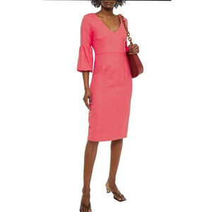 Veronica Beard Amalita Gathered Woven Dress In Coral